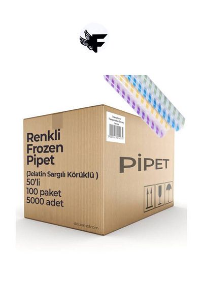 FİGANLAR Disposable Bellows Single Wrap Hygienic Colored Frozan Straw 5000 Pieces 1 Box