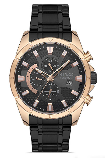 Ferrucci ساعة يد رجالية بسلك من الفولاذ المقاوم للصدأ، هيكل فولاذي مقاوم للماء