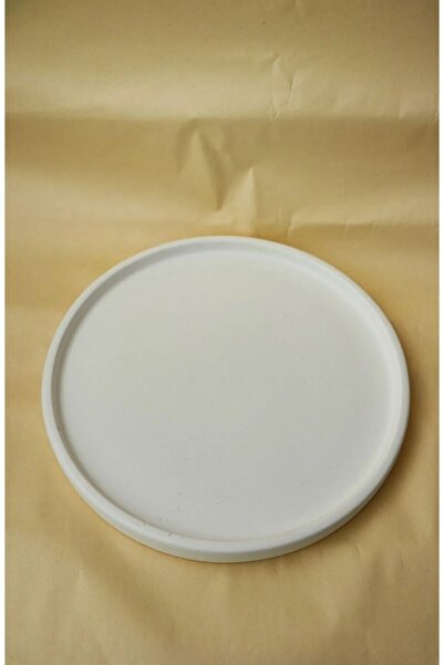 Juniberry صينية تقديم مزخرفة مصنوعة يدويًا، حامل شموع منظم، قاعدة بيضاء مستديرة 18 سم