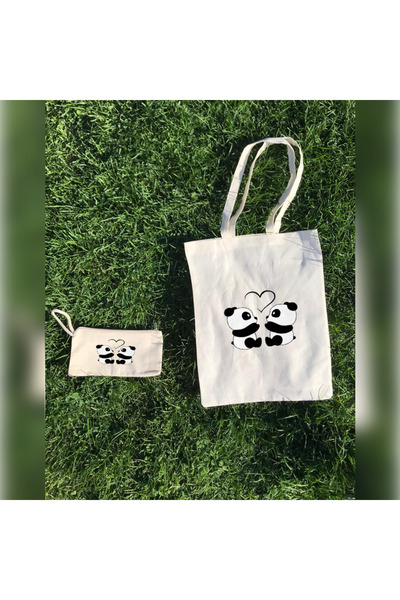 Boom town υφασμάτινη τσάντα μακιγιάζ panda με στυλό