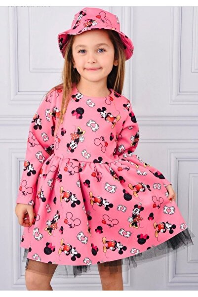 Kids KOKOŞ MODA Minnie Mouse Kız Taçlı Şapkalı Prenses Elbisesi / DOĞUM GÜNÜ / PARTİ
