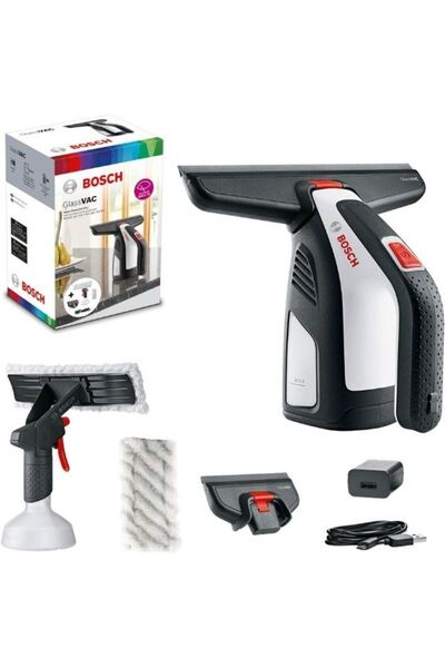 Bosch Ev Ofis Duş Pencere Camı Yüzey Temizleme Makinesi Şarjlı Kablosuz Vakumlu Büyük Akü 35 pencereye Kdr