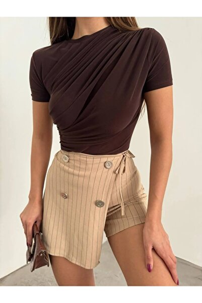 MEECY Μαζευμένη κοντομάνικη μπλούζα