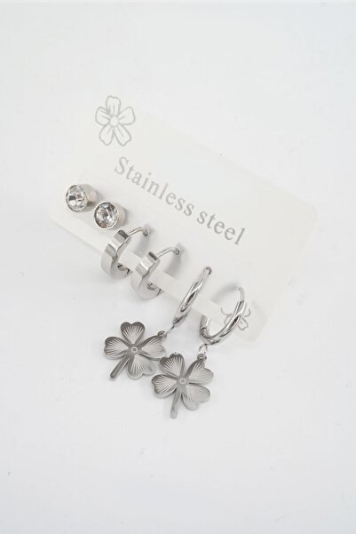 By Zeyna Aksesuar طقم أقراط نسائي من الفولاذ المقاوم للصدأ 316 لتر غير مشوه م...