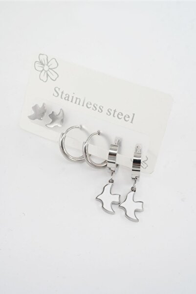 By Zeyna Aksesuar طقم أقراط نسائي من الفولاذ المقاوم للصدأ 316 لتر غير مشوه م...