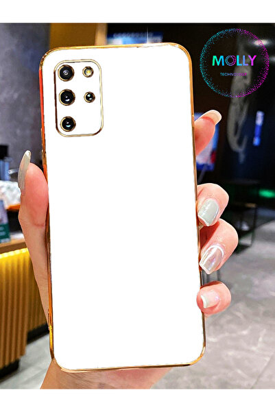 Molly Samsung Galaxy S20 PLUS İçin İnci Beyazı Kenarları Gold Detaylı Lüks Si...