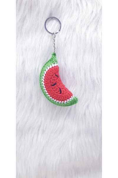 HAPPY HANDMADE Gümüş Halkalı Karpuz Amigurumi Anahtarlık Karne Hediyesi Hediy...