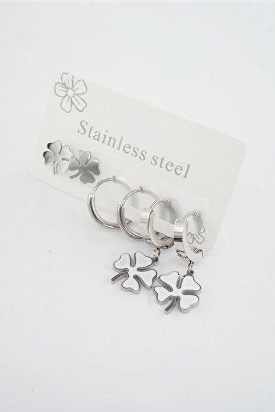 By Zeyna Aksesuar طقم أقراط نسائي من الفولاذ المقاوم للصدأ 316 لتر غير مشوه م...