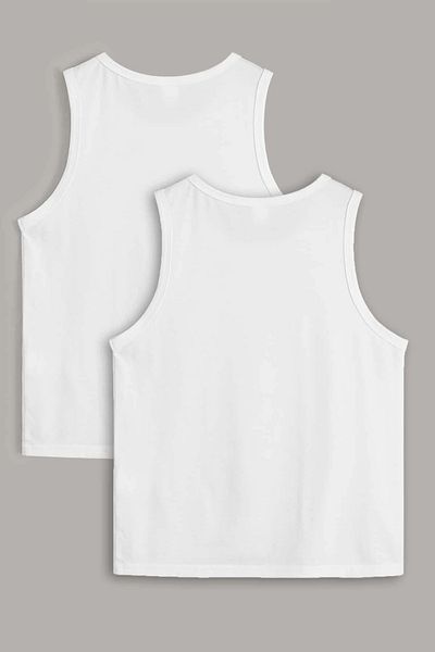 MADALİNA Boy's 100% Cotton Ribbed 2-Piece Tank Top