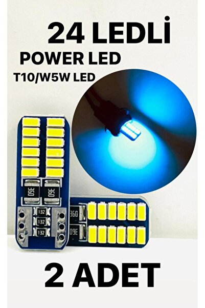Doth T10 Dipsiz W5w Canbus 24 Ledli KRİSTAL MAVİ Park Plaka Tavan Ampulü