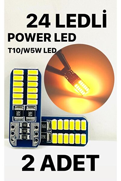 T10 Dipsiz W5w Canbus 24 Ledli TURUNCU Park Plaka Tavan Ampulü