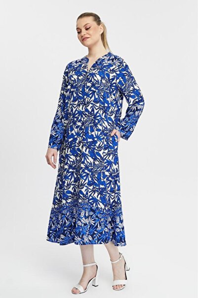 LİKAPA Rochie cămașă din viscoză - cu mânecă lungă și model șal