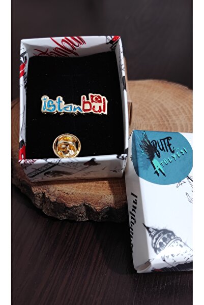 Butenin Atölyesi İstanbul yaka rozeti, rozet, Gold renk.