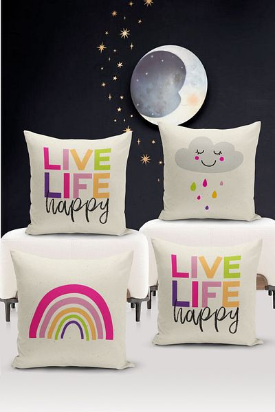 Bertille Home Set of 4 Digital Printed Double Sided Children's Baby Throw Pillow Covers