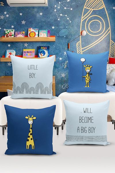 Bertille Home Set de 4 huse de pernă pentru copii, imprimate digital pe două fețe (husă de pernă pentru copii)