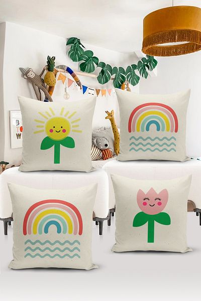 Bertille Home Set of 4 Digital Printed Double Sided Children's Baby Throw Pillow Covers