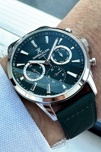 Daniel Klein Exclusive Men's Wristwatch 3 Atm Waterproof Green Leather Cord Bracelet Dke2045c9