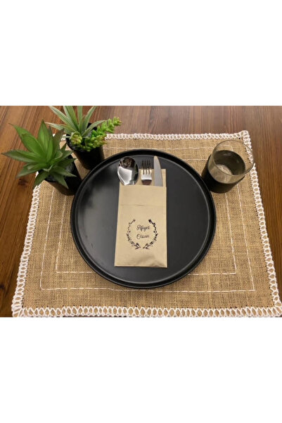 kidspartim منديل جيب ورقي بلون كرافت مكون من 12 قطعة باللون الأسود