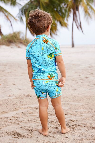 Next Baby Sun Proof UPF50 2-Piece Blue Puffer Fish Patterned 2-Piece Swimsuit ALY00876