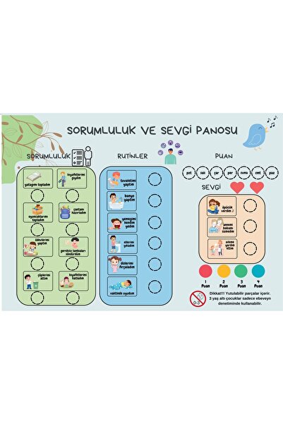 Hdg Eğitici Mıknatıslı Günlük Sorumluluk Panosu 30x42 cm + mıknatıslı sticker...