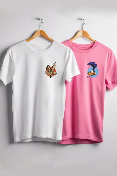 Vordevia Συνδυασμός μπλουζών Jackal and Road Runner με στάμπα Oversize Lover