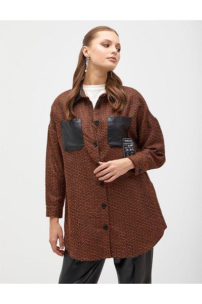 Kayra Faux Leather Garnished Tile Tunic