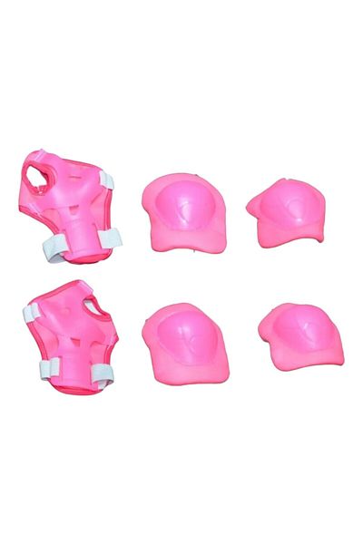 MEDITERIAN Pink Silicone Roller Skates Adjustable Skates Lighted Children's Skates - with Knee Pad Elbow Pad Protection