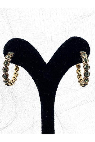 FAYRA ACCESSORIES Black Diamond Taşlı Su Yolu Halka Küpe