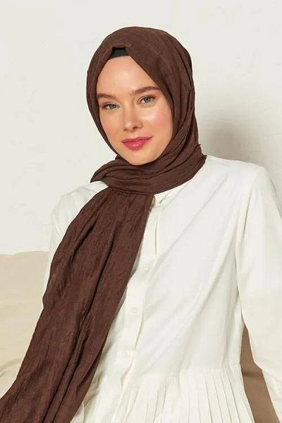Aksesuar Natural Bamboo Shawl with Bitter Coffee Tones - Your Warmth and Comfort Decorated Shawl is Always Next to You!