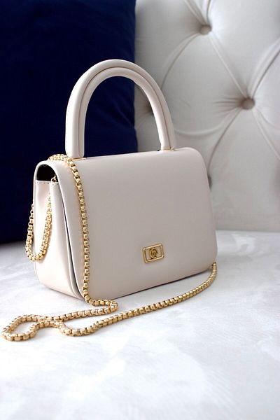 mossi Beige Chain Strap Women's Shoulder Bag