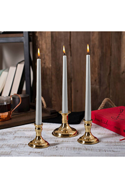 Candleaire 3 lü Metalik Varaklı Şamdan Mumu