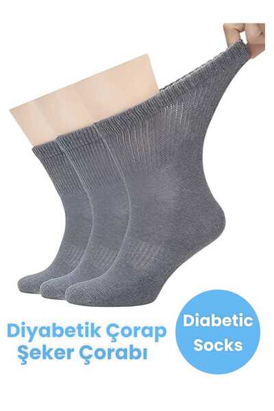 Tezzgelsin Unisex 3'lü Pamuklu Diyabetik Çorap Şeker Çorabı Diyabet Çorabı Koku Önleyici Çorap