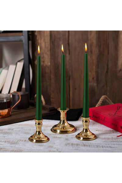 Candleaire 3 lü Yeşil Varaklı Şamdan Mumu