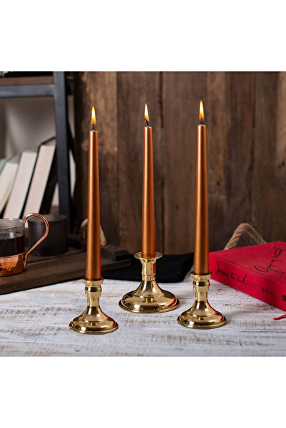 Candleaire 3 lü Bronze Varaklı Şamdan Mumu