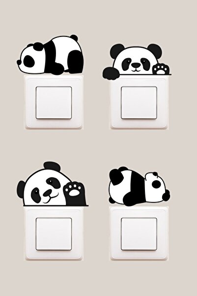 KanvasSepeti Panda Dekoratif Priz Sticker Seti