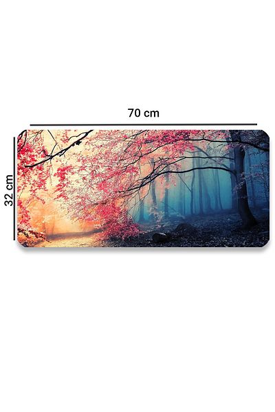 SonicTouch Daylight And Cherry Tree Forest Themed Non-Slip Gaming Gamer Desktop Seamless Keyboard Pad 32x70cm