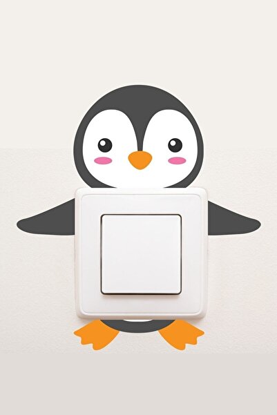 KanvasSepeti Sevimli Penguen Priz Sticker Çocuk Odası Dekor