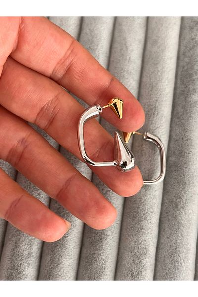 Hoop jewelery Steel Mounted Double Color Earrings