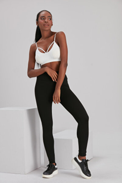 Thin Shop Yüksek Bel Toparlayıcı Şardonlu Siyah Çelik Örgü Tayt