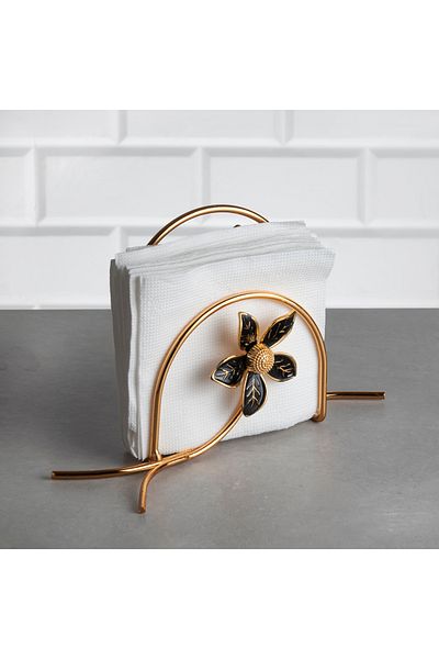 Hinora Държач за салфетки Wire Daisy Model Gold Black, италиански дизайн, специален държач за салфетки