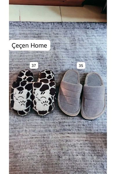 ÇEÇEN HOME (2 Τεμάχια) Παντόφλες για το σπίτι Παντόφλες επισκεπτών Χειμερινές ζεστές παντόφλες Αντιολισθητική σόλα