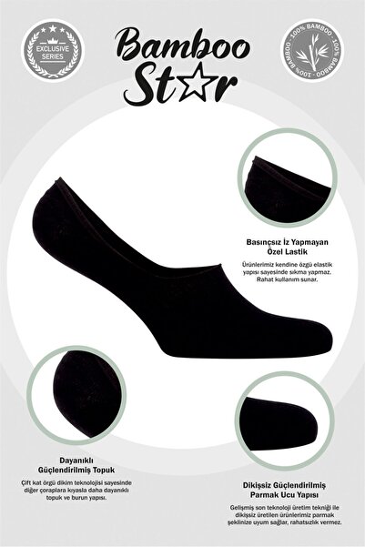 bamboo star Ανδρικές μπαλαρίνες Bamboo Μαύρες - Λευκές κάλτσες χωρίς ραφές Αόρατο αντιολισθητικό τακούνι σιλικόνης Premium 4 πακέτο