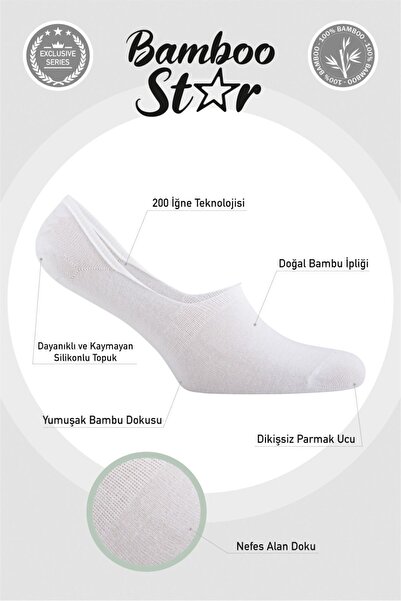 bamboo star Ανδρικές μπαλαρίνες Bamboo Μαύρες - Λευκές κάλτσες χωρίς ραφές Αόρατο αντιολισθητικό τακούνι σιλικόνης Premium 4 πακέτο
