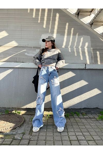 RockMore PANTALONI JEAN BAGGY BAGGY RECICLAȚI Y2K