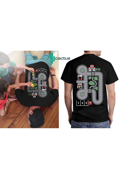CACTUS COLLECTION JOC MAT CAR RACE ROAD PLAY PARKOUR Tricou imprimat CU OPȚIUNEA DE MĂRIME PENTRU COPII ȘI TATĂ
