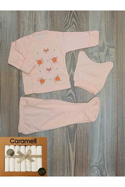 Caramell Bebek Soft Girl Penye Ağız Mendili Hediyeli Kendinden Eldivenli Şapk...