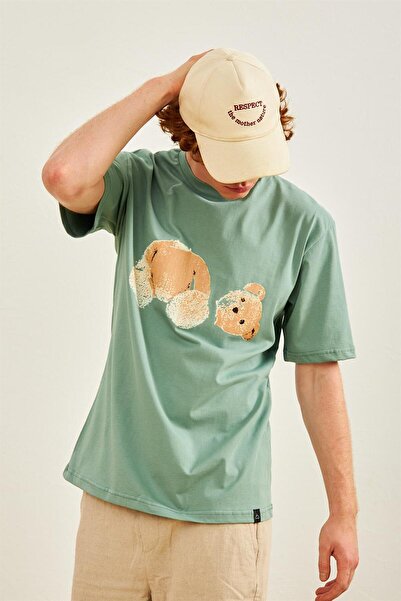 Danger Men's Teddy Bear Printed Oversize T-shirt Mint