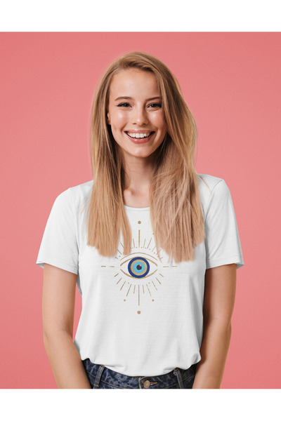 Boi Tricou unisex oversize colorat cu imprimeu Evil Eye Bead Eye - Tricou imp...