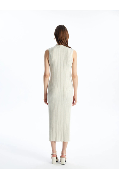 LC Waikiki LCWAIKIKI Classic Dik Yaka Sim Detaylı Kadın Triko Elbise