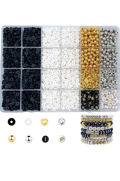 yiğit aksesuar Fimo bead Letter bead and spacer jewelry making kit supplies